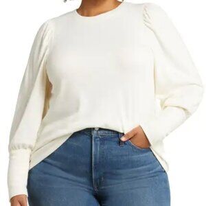 Madewell Brushed Puff Shoulder Top (Plus) - 2X Antique Cream